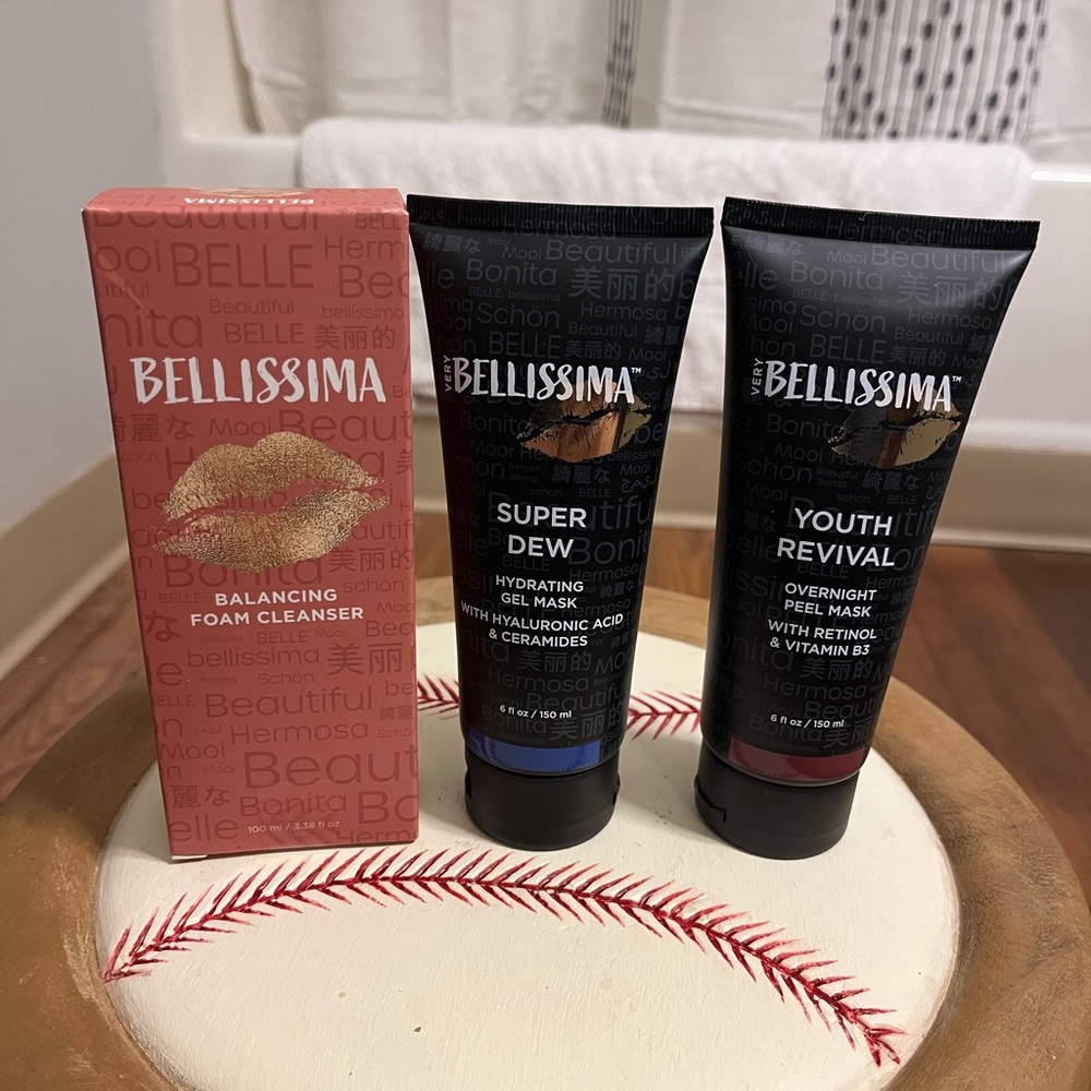 3-Bundle Bellissima Skincare Set -Foam Cleanser & Gel Mask Overnight Peel Mask